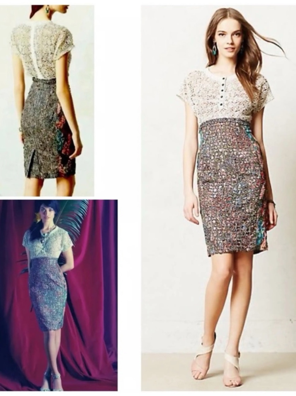 Beguile by Byron Lars Anthropologie Floral Lace Pencil Skirt Dress